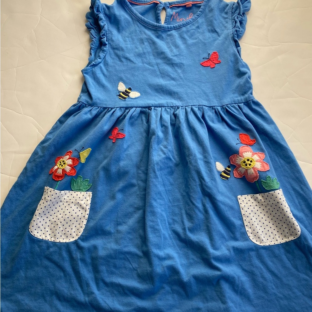 Mini Boden 9 10 bee pocket dress EUC
